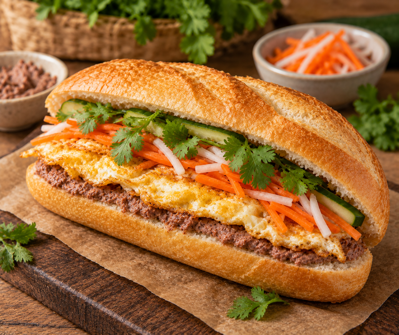 Fried Egg & Pork Pâté Banh Mi